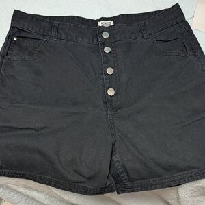 Weekday Black High-Rise Button-Front Jean Shorts